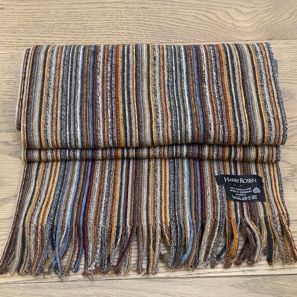 Harry Rosen Accessories - 💯 Wool Harry Rosen Multicolor Striped Scarf (Unisex)